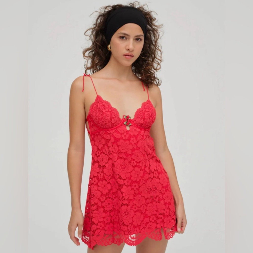 For Love And Lemons Red Lace Dress